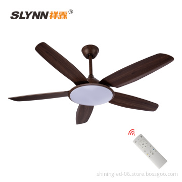 52-inch DC Motor Remote Control LED Ceiling Fan with Wood Grain Blades